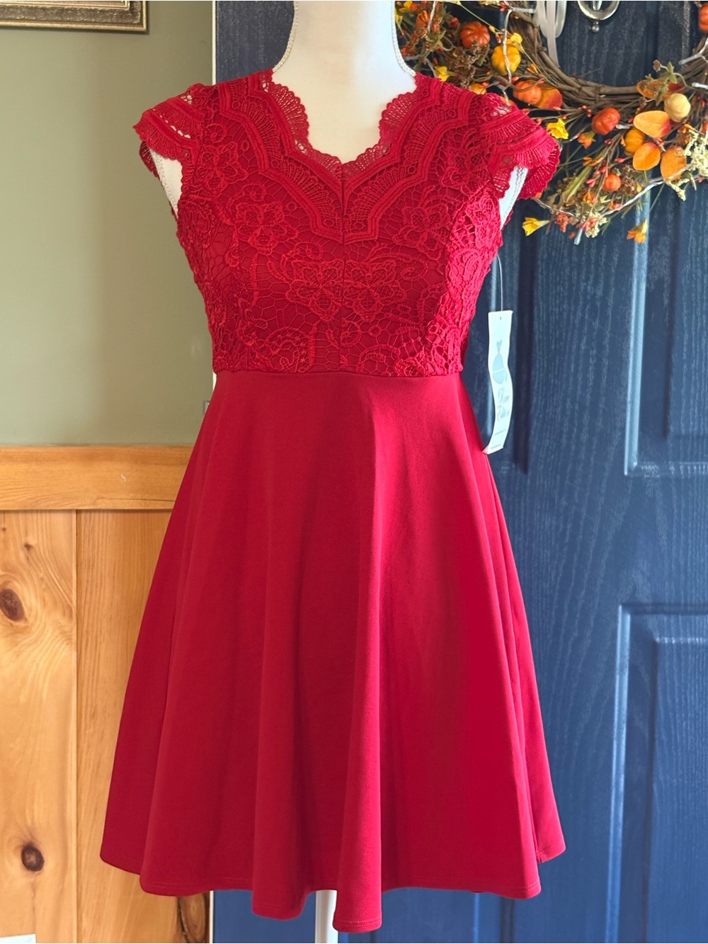 Rare Editions Girls 12 Red Lace Fit & Flare Dress NWT Holiday Christmas Formal